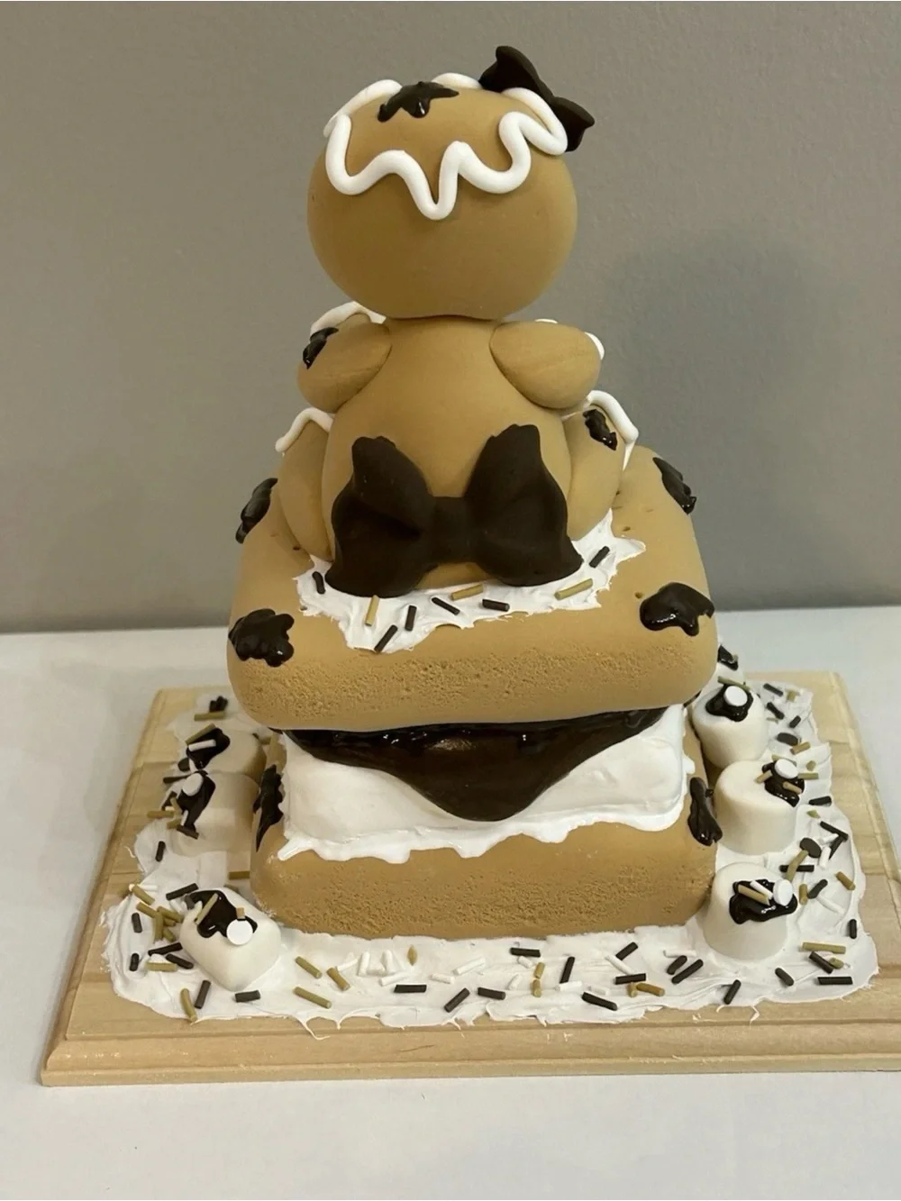 Whimsical Fake Gingerbread S’mores Display Table Accent Handmade